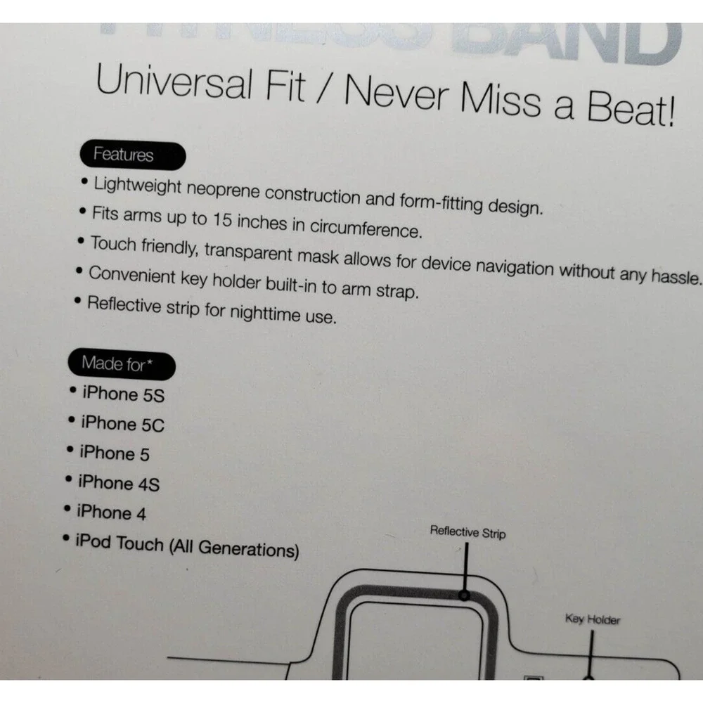 Fitness Band Universal Fit Made For 5S 5C 5 4S 4 iPod Touch Silver